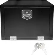 ZIBOPAR 24 Inch Underbody Steel Truck Tool Box with T-Handle Latch Flatbed Underbody Tool Box Storage Box for Trailer Heavy Duty Truck Bed Storage Organizer Chest Black(18” x 18” x 24”)