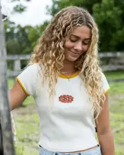 [Billabong] Billabong Women's Otis River Baby T-Shirt in Salt Crystal Blue Size Large L Salt Crystal Blue