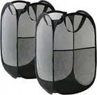 2PCS Collapsible Mesh Laundry Basket, Foldable Dirty Clothes Hamper Temporary S