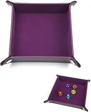 DHWEKU dice Tray dice Plate Leather Cube Tray Cube Tray Cube Foldable PU Leather Velvet Holder for Games - Cube Tray Very Nice Clever Replacement Block (Purple)