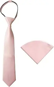 [Spring Notion] Boys' Satin Zipper Necktie and Handkerchief Set