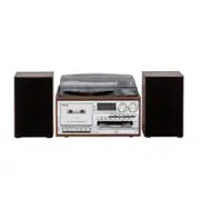 Lenoxx Audio Home Entertainment System with Vinyl Player Brown