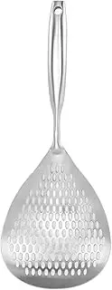 Kitchen Strainer Spoon Stainless Steel Spider Strainer Quick Drain Large Strainer Bowl Ergonomic Handle Cooking Colander for Deep Frying and Cooking 304 Stainless Steel Material