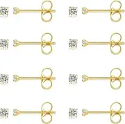 [FriBasics] 10 Pairs Small Stud Earrings for Women Diamond-Like Shine Cubic Zirconia Earrings for Sensitive Ears Hypoallergenic Surgical Stainless Steel Tiny Stack Earrings for Multiple Piercing
