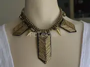 Urban Outfitters Arrow-on-Leather Bib Statement Necklace NEW