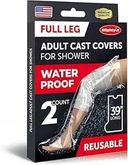 100% Waterproof Cast Covers for Shower Leg - 【Tight Seal】 - 2 pk Reusable Full Leg Cast Covers - Cast Protector for Shower Leg Adult Thigh, Knee, Ankle, Foot - Strong and Durable