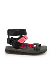 Prada Sport Black Linea Rossa Printed Grip-Strap Sandals