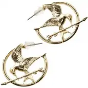 The Hunger Games Movie: Mockingjay Gold Toned Licensed Hoop Earrings NEW UNWORN