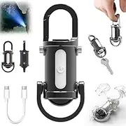 2025 New Mini Torch, 3 in 1 Flashlight & Power Bank & Keychain, Mini Keychain Flashlight Rechargeable for Emergency Power Outdoor Camping (Black)