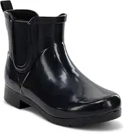 [Chooka] Women's Delridge Faux Fur Chelsea Rain Boot | Waterproof Ankle Bootie with Memory Foam Insole | Stylish & Comfortable in Black