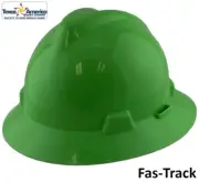 MSA V-Gard Full Brim Hard Hats with Fas-Trac Suspensions - Lime Green
