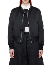 zip-up satin bomber jacket XS Black