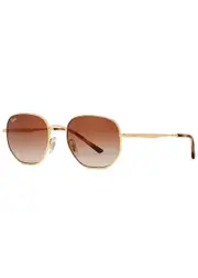 Ray-ban Gold-tone Hexagonal-frame Sunglasses - Brown One Size