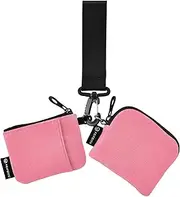 [Joisal] Royal Blue Wallet Keychain Wristlet Zip Around Wallet Wristlet Dual Pouch Card Holder for Women, Salmon Pink, one size