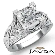 Antique Pave Princess Diamond Engagement Ring GIA G-VS2 14k White Gold 1.7Ctw