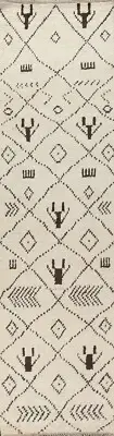 Geometric Tribal Moroccan Berber Oriental Runner Rug Handmade Plush Wool 3x11 ft