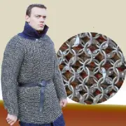 Chain mail 9 mm Round Riveted Hubergion Full Sleeve Large Size Shirt