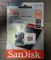 SanDisk Ultra micro SDXC UHS-I Card with Adapter 128GB Speed up to 120MB/s NEW