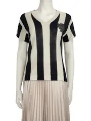 Striped Sequinned Knit Top