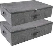 iwill CREATE PRO Pack of 2, Underbed Storage Bins with Zip Lid for Clothes, Bedding Sheets, Blankets Organizer, Folding & Washable, Plastic Honeycomb Board inside, Black Gray