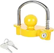 Trailer Hook Lock, Universal Adjustable Heavy-Duty Steel Trailer Padlock, Used for Car Trailer Lock, Yacht, Rv Connector Trailer Hook U-Shaped Ball Cover Lock, Aluminum Alloy Anti-Theft Lock - Yellow