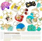 Mocoosy 182Pcs Resin Molds Silicone Kit for Keychains, 32 Cavities Silicone Molds for Epoxy Resin Casting, Variety Shaped Resin Key Chain Molds Making Set DIY Ornaments Crafts Supplies