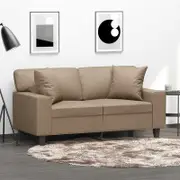 2-Seater Sofa with Throw Pillows Cappuccino 120 cm Faux Leather