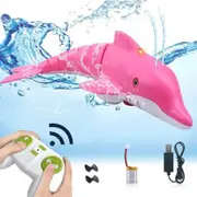 RC Dolphin Toy Remote Control Boat Shark 24G High Simulation Swimming Pool Bathroom Water Play Gadget Pink Ages 6+