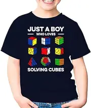 [Generic] Just A Boy Who Loves Solving Cubes Speed Cubing Lover Kids Shirt Girl Boy