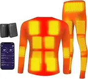 [IMYOGI] Cozy Heating Underwears with Battery, 20 Zones 5 Level Temperature APP Control Electric Thermal Base Layer Shirt and Pant