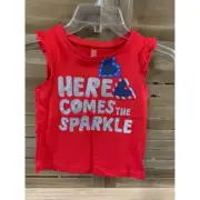 NWOT Carters Patriotic Tank Top Girls Size 5T Red Americana Sparkle USA Y2K Z2