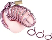 Men's Metal Chastity Lock Beginner Chastity Cage Penis Lock Hollow Chastity Device Three-Ring Set Male Anti-Erection Cock Cage Adult Sex Toy