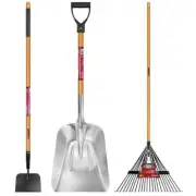 Husky Garden Tool Sets 3-Piece Strong Poly Head+Steel tines for Leaf Rake Sturdy