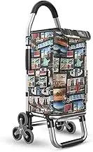 FSNEODYV Shopping Trolley， Aluminium Lightweight Shopping Cart with Detachable Bag 36L Stair Climbing Folding Shopping Cart(Stamp)