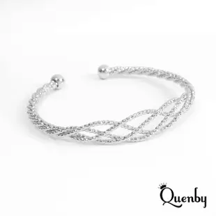 【Quenby】極簡編織花漾銀色手環/配件(耳環/配件/交換禮物)