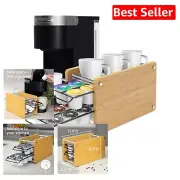 Stylish 2-Tier Bamboo Coffee Pod Holder for 20 K-Cups - Sliding Drawer Design