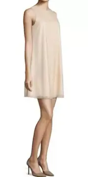 $395 NWT Aidan Mattox Beaded Trapeze Cocktail Dress Sleeveless Ivory Sparkle 0