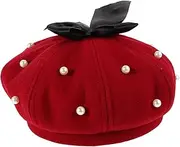 [LIFKOME] Pearl Beret Octagonal Hat French Beret for Men Elegant Hats for Women Women's Formal Hat Women Church Hats Flower Beret Retro Vintage Street Beret Cap Pearl Hat Black Acrylic