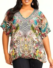 TS TAKING SHAPE plus size S-M / 18 Natural Sienna Top crystals sexy NWT rrp$150!