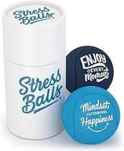 Stress Balls - Hand Therapy Relief for Anxiety, Fidget, Tension, Exercise Strengthener - Motivational Toys for Adults & Kids - Set of 2 (Crystal Blue, Ocean Blue)