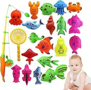 Fishing Pool Toys for Kids,Floating Fish Color Sea Animals Toy with Pole Rod | Kiddie Pool Bathtub Game for Outdoor Indoor Carnival Parties