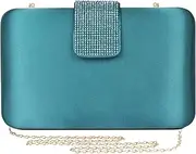 [Mulian LilY] Satin Rhinestones Evening Bags Party Bridal Clutch Purse For Women Prom Clutch