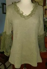Pretty Angel Women's Sweater Linen Blend Sz Small