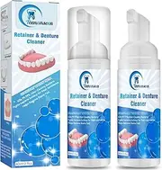 Aligner Cleaner, Denture Cleaner and Whitener Paste Foam Perfect for Sports Mouth Guard and Denture, Fast-Acting Alternative to Retainer Cleaner Tablets, Whitens Teeth and Fights Bad Breath 2 Pack