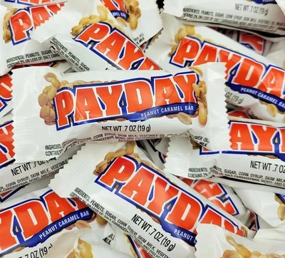 PAYDAY CLASSIC SNACK BAR CARAMEL PEANUTS DELICIOUS Individually Wrapped BULK NOW