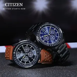CITIZEN星辰 GENTS限定 光動能三眼計時手錶-CA4505-12E-44mm