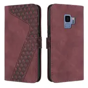 S9 Case PU Leather Flip Cover Magnetic Clasp Design Wallet Card Slots Stand Case - Red
