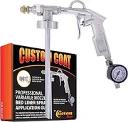 Custom Coat Professional Variable Nozzle Bed Liner Spray Application Gun with Regulator - Compatible with 1 Liter Bedliner Bottles - for Truck Protective Texture Coating