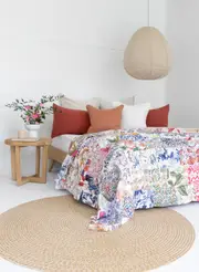 Kantha Quilt Indian Quilt Block Print Quilt Bedspread Bohemian Boho Cotton Throw Quilt Handmade Blanket Doona King Size 048
