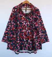 Taking Shape Top 18 Womens Black Red Green Blue Floral Long Sleeve Cowl Neck TS